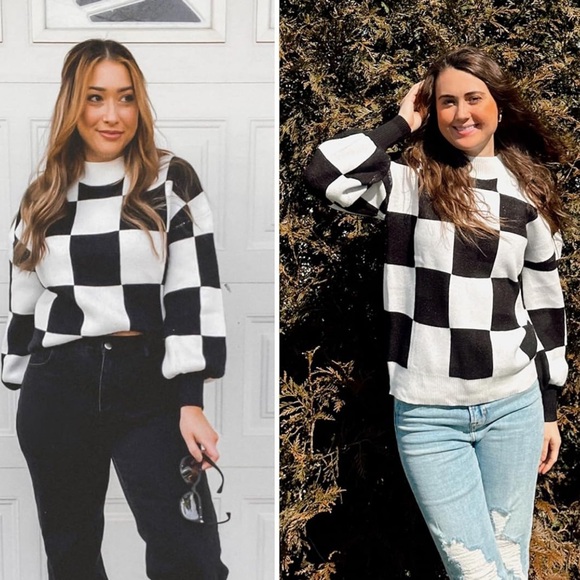 ZESICA Black/White Checkered Sweater - Size M 
NWOT - Picture 3 of 8